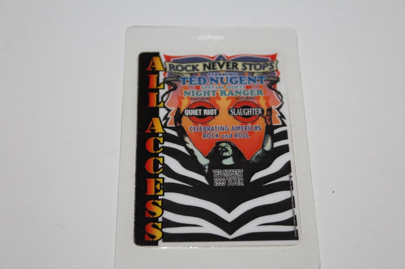 Ted Nugent - Laminated Backstage Pass -  Quiet Riot Slaughter Night Ranger