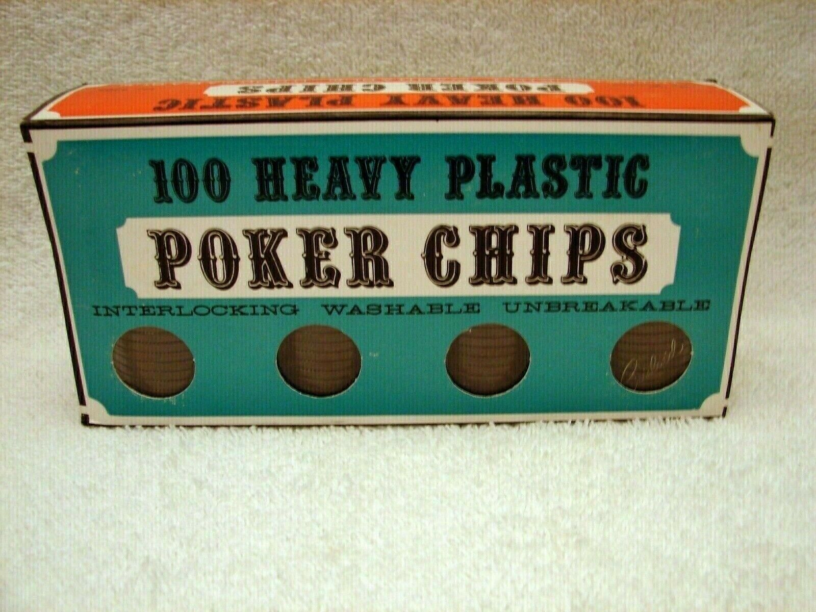 New Vintage 100 Plastic Poker Chips By Crisloid No. 2206 Unique Color Brown