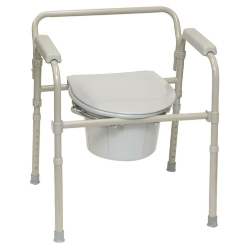 Medical Probasics 3-in-1 Folding Commode 350lb Capacity Safety Frame Chop